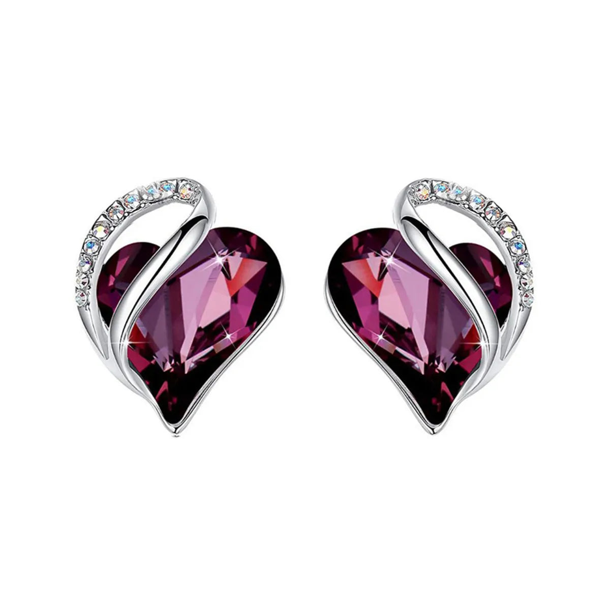 Simple Style Heart Shape Alloy Heart Plating Artificial Gemstones Women'S Ear Studs