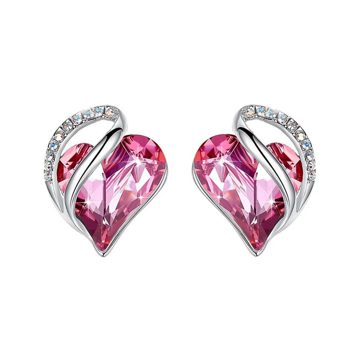 Simple Style Heart Shape Alloy Heart Plating Artificial Gemstones Women'S Ear Studs