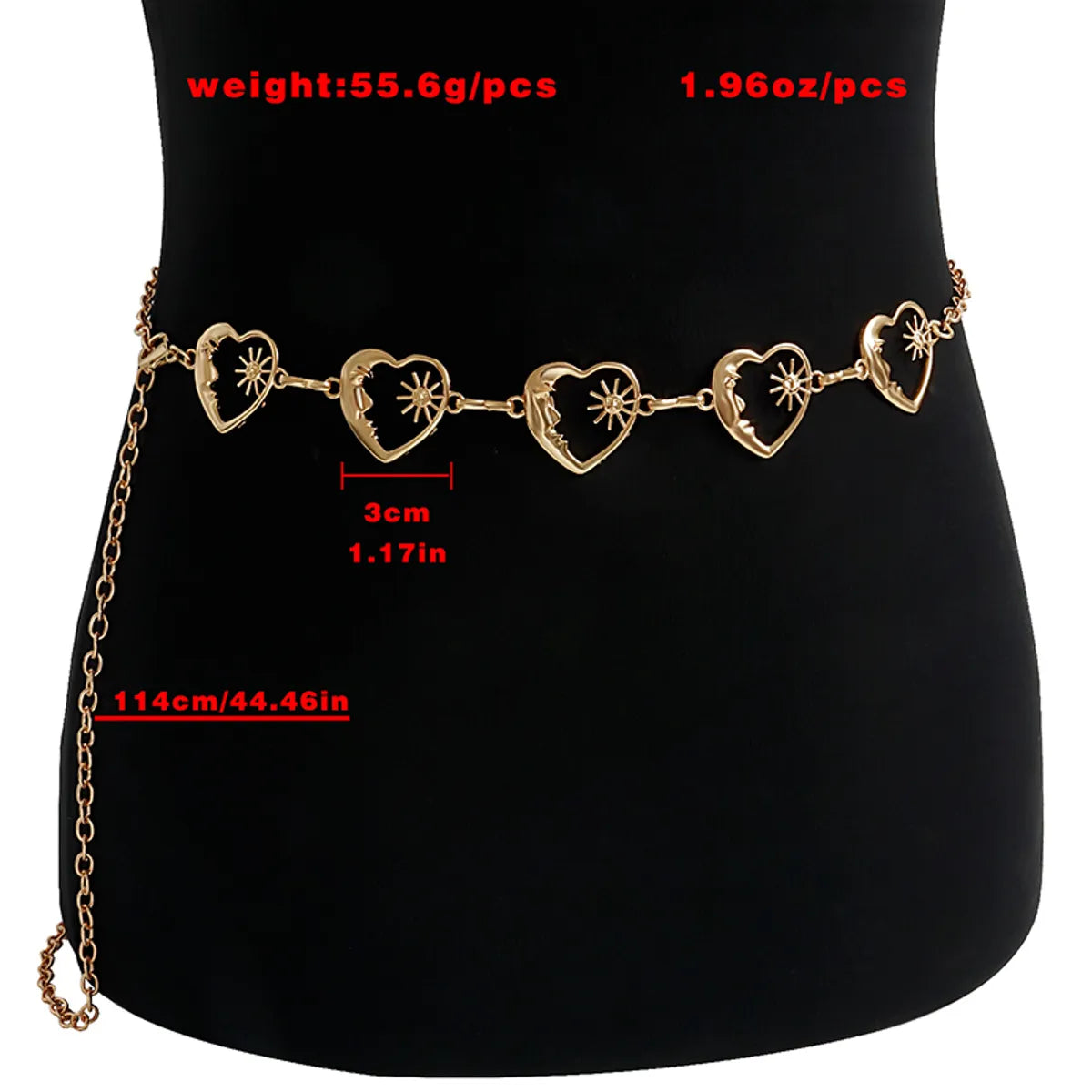 Simple Style Heart Shape Alloy Hollow Out Gold Plated Silver Plated Women's Waist Chain