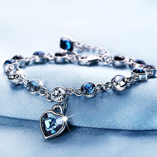 Simple Style Heart Shape Alloy Inlay Rhinestones Women'S Bracelets