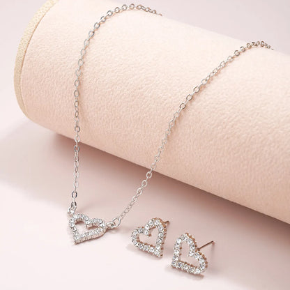 Simple Style Heart Shape Alloy Inlay Rhinestones Women'S Jewelry Set