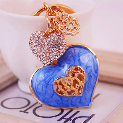 Simple Style Heart Shape Alloy Inlay Rhinestones Women'S Keychain