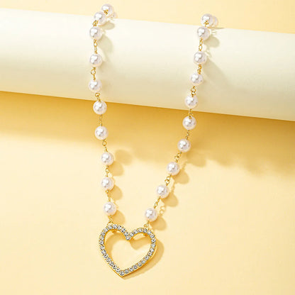 Simple Style Heart Shape Alloy Patchwork Pendant Necklace