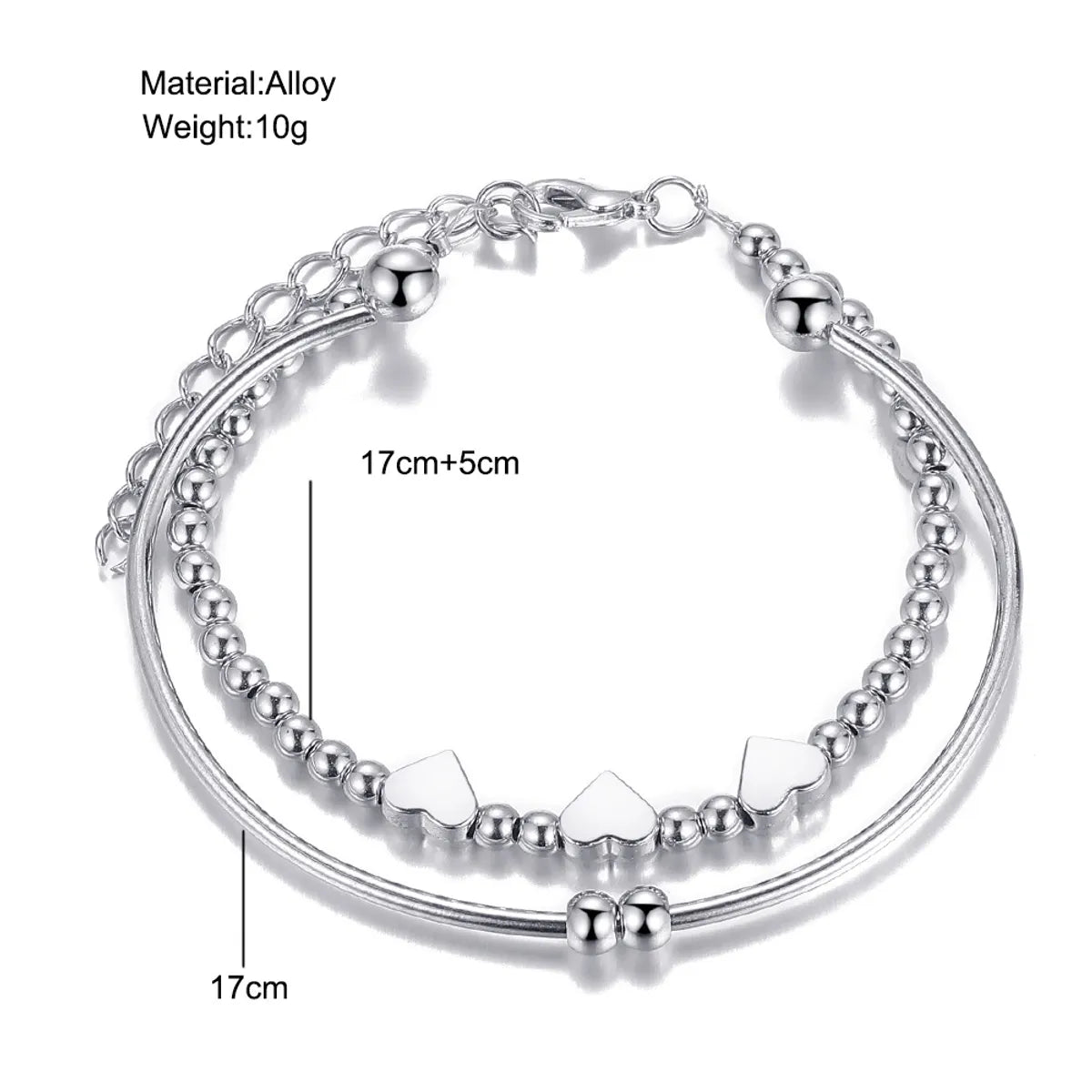 Simple Style Heart Shape Alloy Plating Bangle