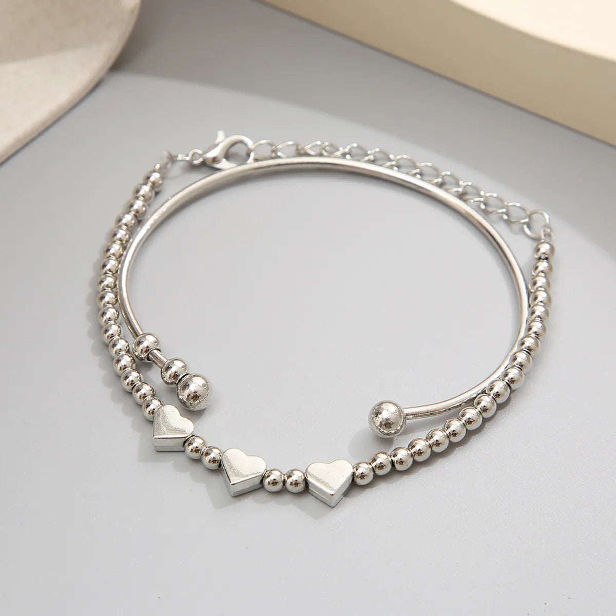 Simple Style Heart Shape Alloy Plating Bangle