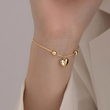 Simple Style Heart Shape Alloy Plating Bracelets