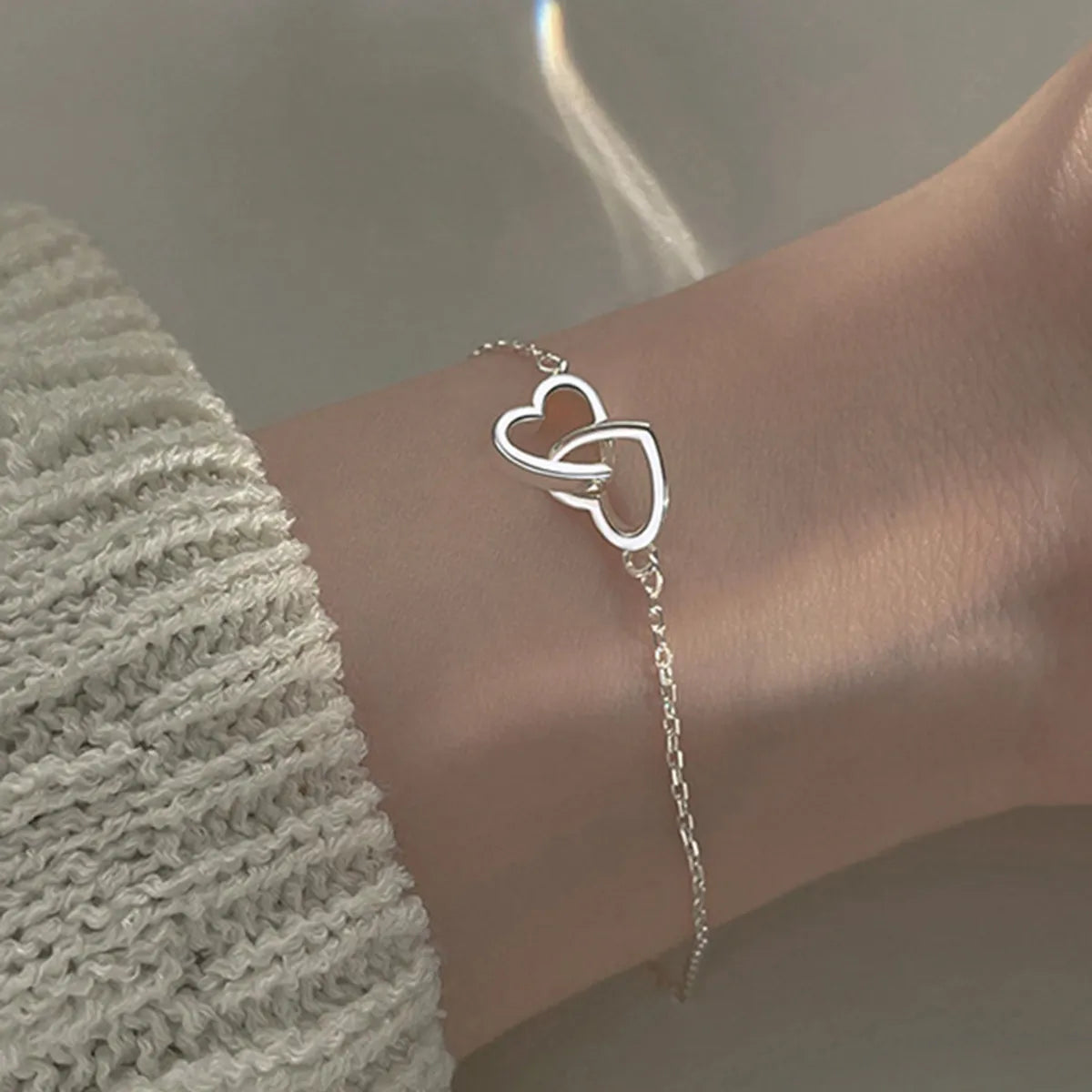 Simple Style Heart Shape Alloy Plating Chain Women'S Bracelets