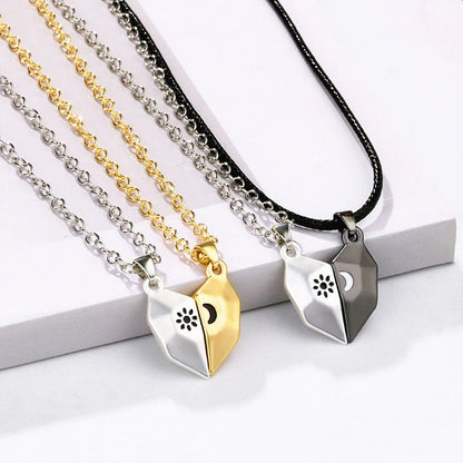 Simple Style Heart Shape Alloy Plating Couple Pendant Necklace