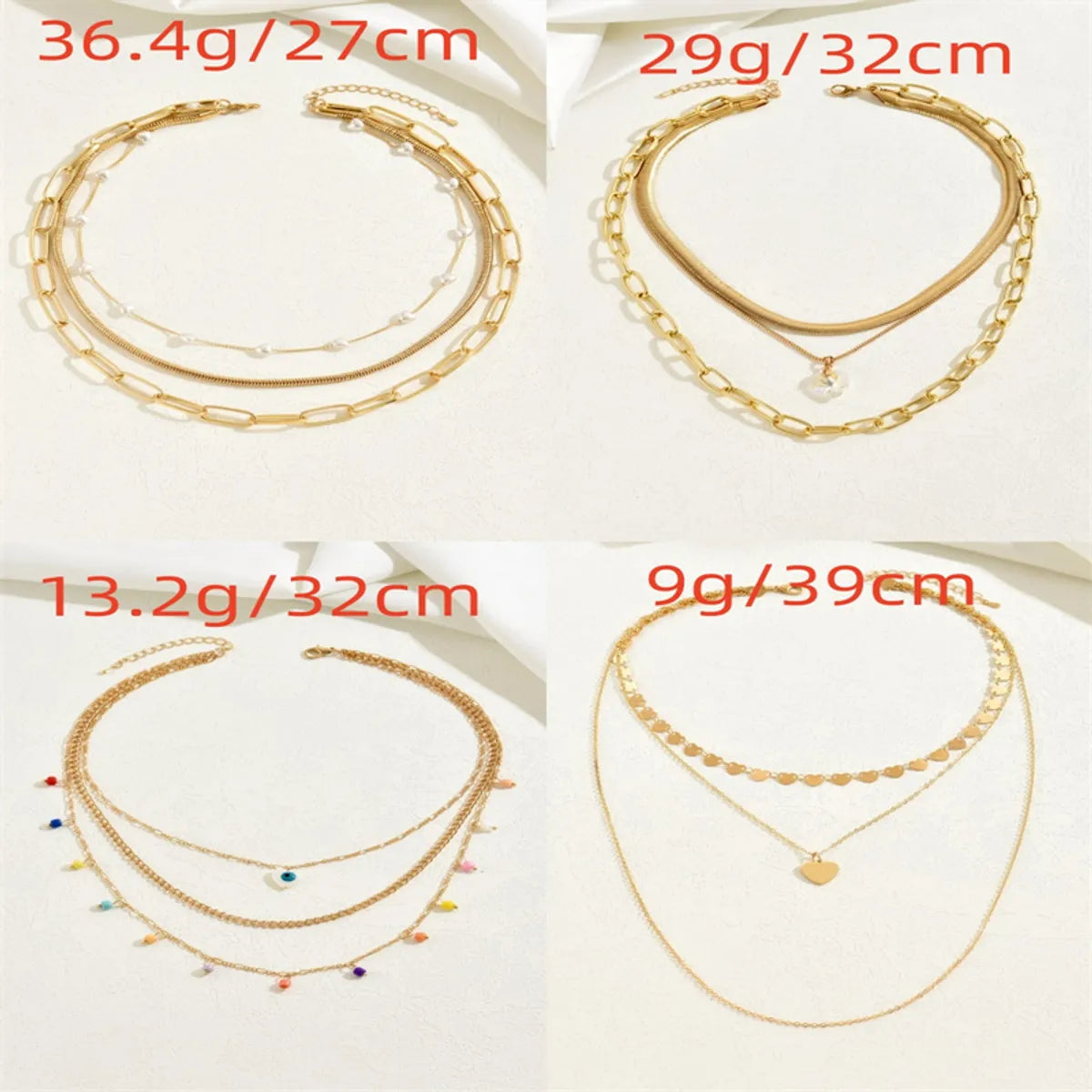 Simple Style Heart Shape Alloy Plating Gold Plated Women's Layered Necklaces