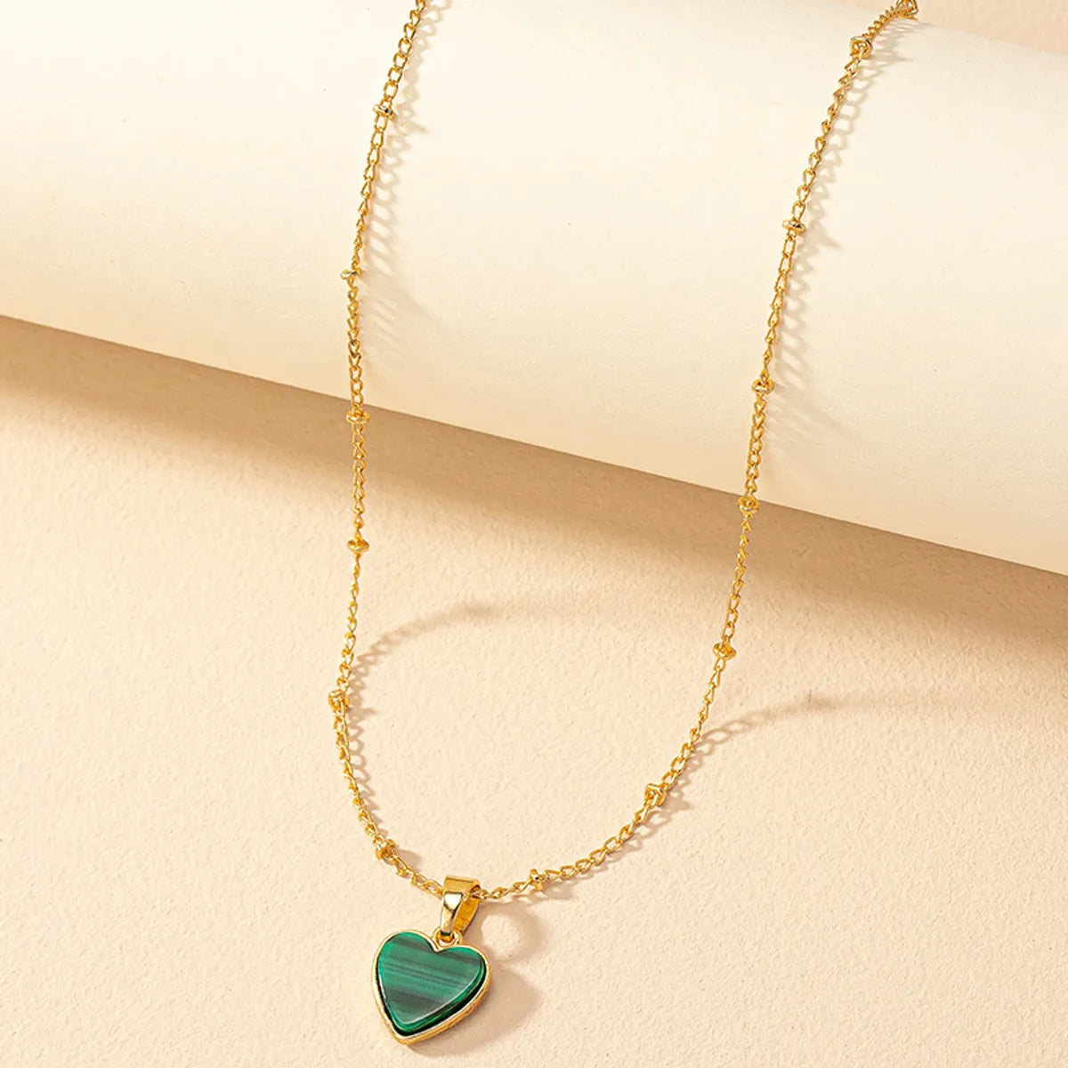 Simple Style Heart Shape Alloy Plating Inlay Gem Women's Pendant Necklace