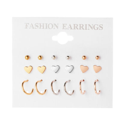 Simple Style Heart Shape Alloy Plating Rhinestones Earrings Ear Studs