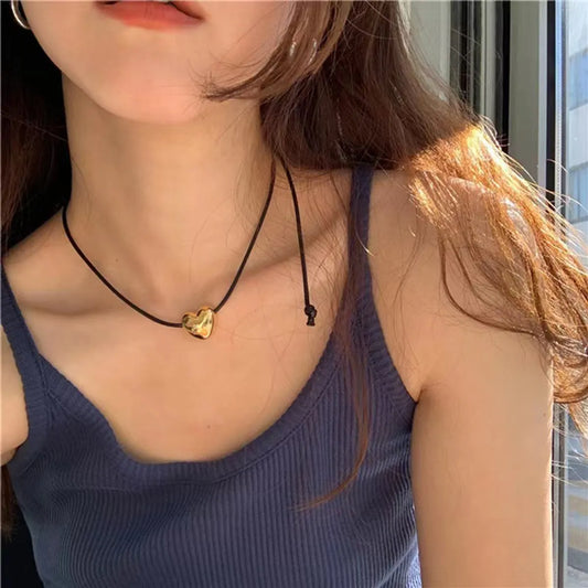 Simple Style Heart Shape Alloy Plating Women's Pendant Necklace