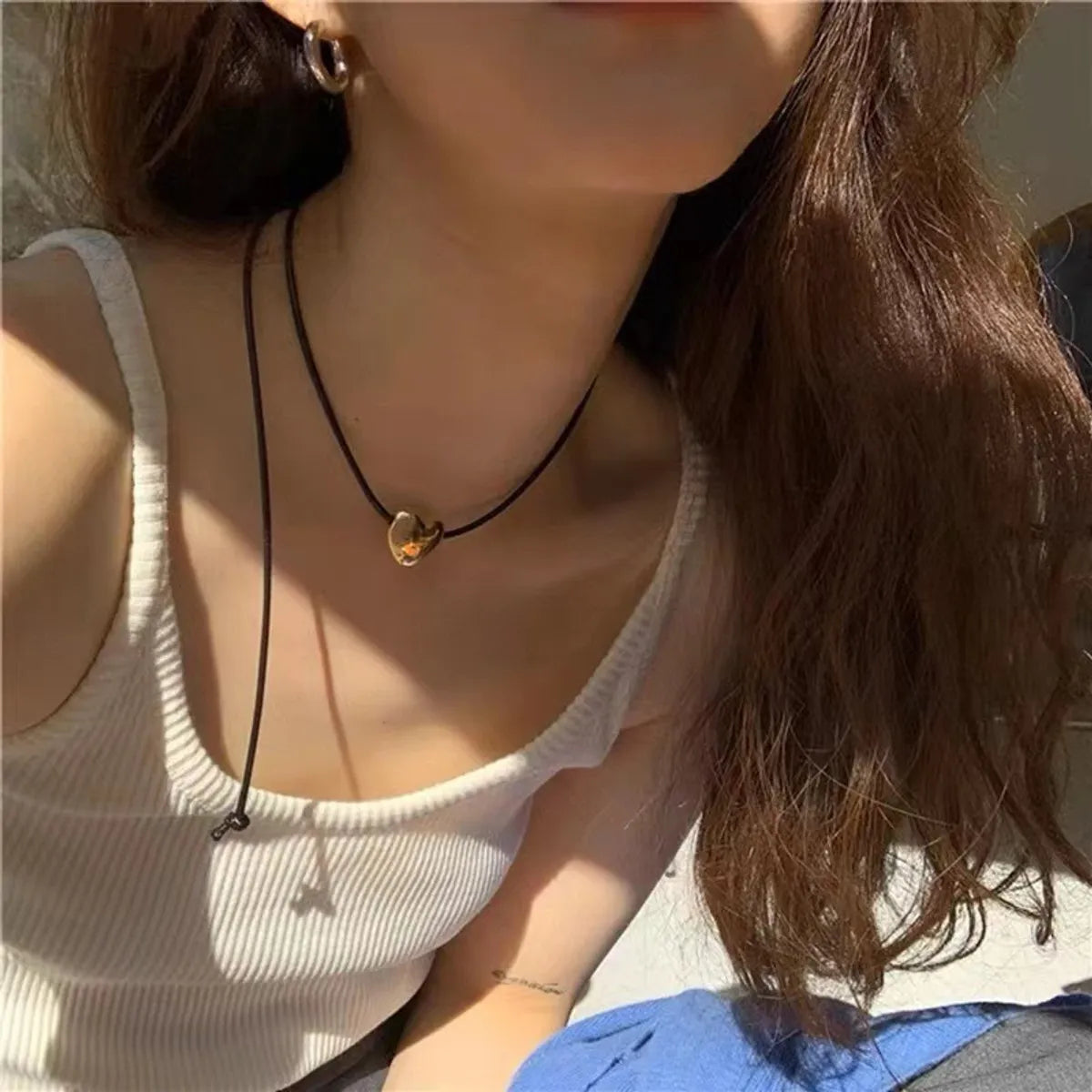 Simple Style Heart Shape Alloy Plating Women's Pendant Necklace