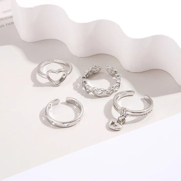 Simple Style Heart Shape Alloy Plating Women's Rings