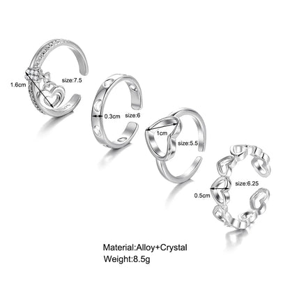 Simple Style Heart Shape Alloy Plating Women's Rings