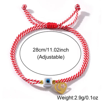 Simple Style Heart Shape Alloy Polyester Glass Handmade Women'S Drawstring Bracelets