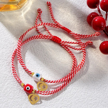 Simple Style Heart Shape Alloy Polyester Glass Handmade Women'S Drawstring Bracelets