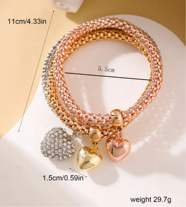 Simple Style Heart Shape Alloy Rhinestones Women's Bracelets