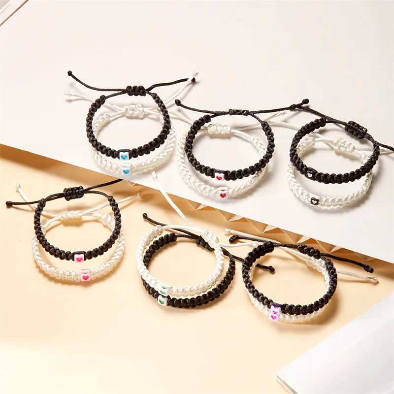 Simple Style Heart Shape Alloy Rope Wholesale Drawstring Bracelets