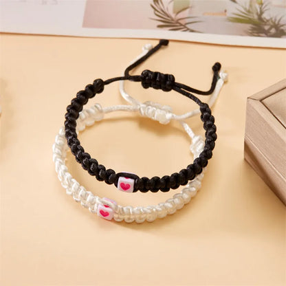 Simple Style Heart Shape Alloy Rope Wholesale Drawstring Bracelets