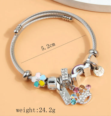 Simple Style Heart Shape Alloy Steel Inlay Zircon Women'S Bangle