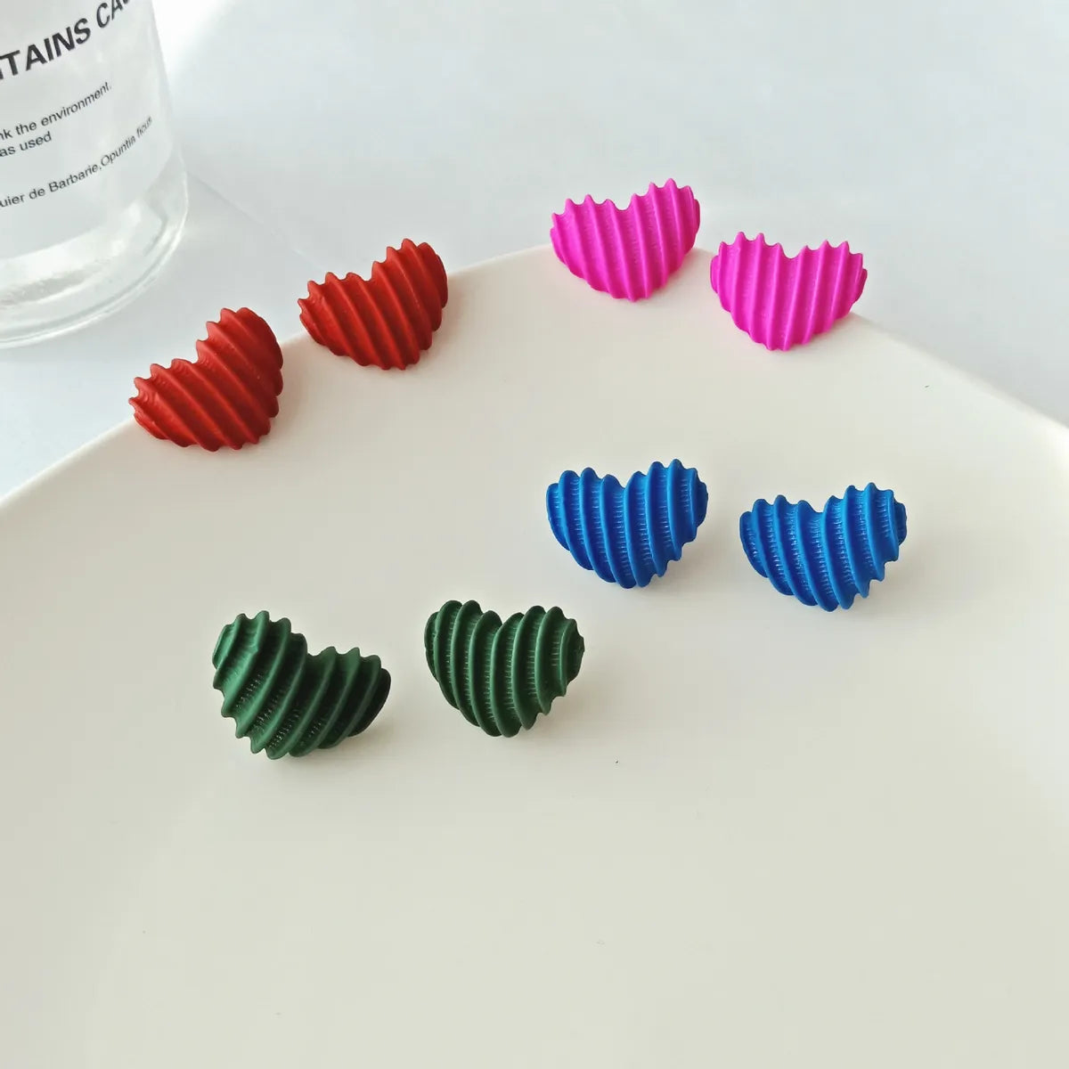 Simple Style Heart Shape Alloy Stoving Varnish Ear Studs