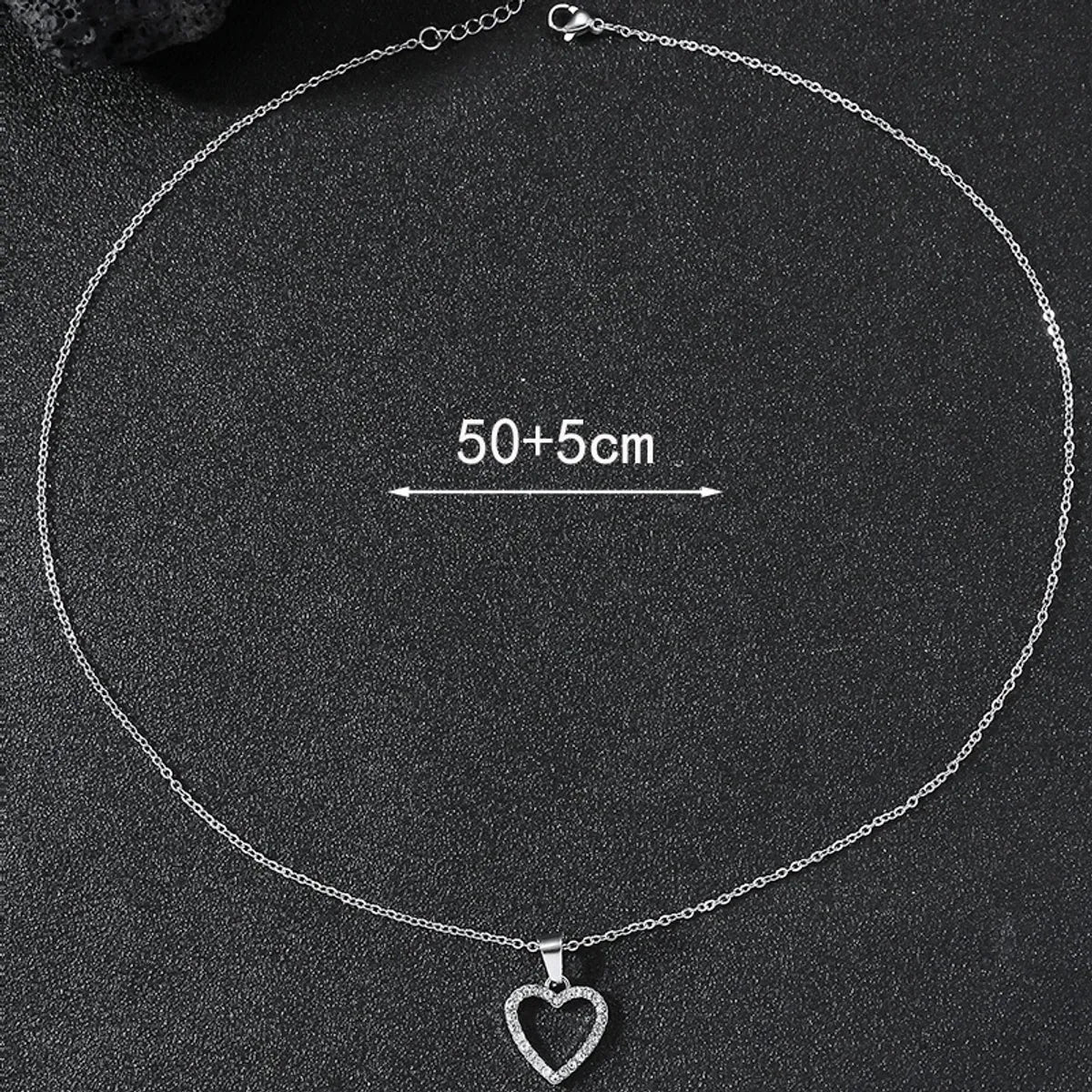 Simple Style Heart Shape Alloy Titanium Steel Inlay Rhinestones Pendant Necklace