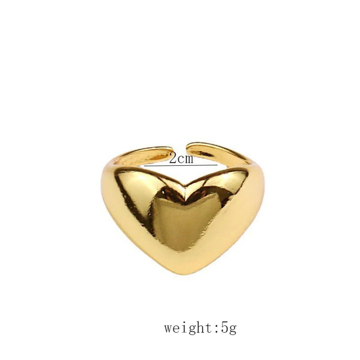 Simple Style Heart Shape Alloy Unisex Open Rings