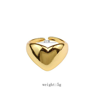 Simple Style Heart Shape Alloy Unisex Open Rings