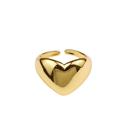 Simple Style Heart Shape Alloy Unisex Open Rings