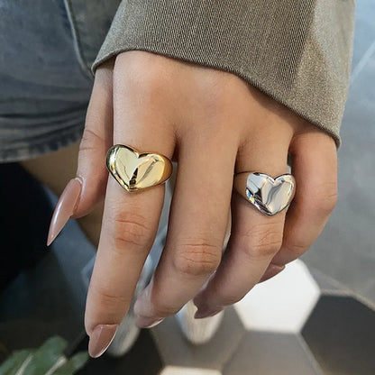 Simple Style Heart Shape Alloy Unisex Open Rings