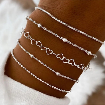 Simple Style Heart Shape Alloy Wholesale Bracelets