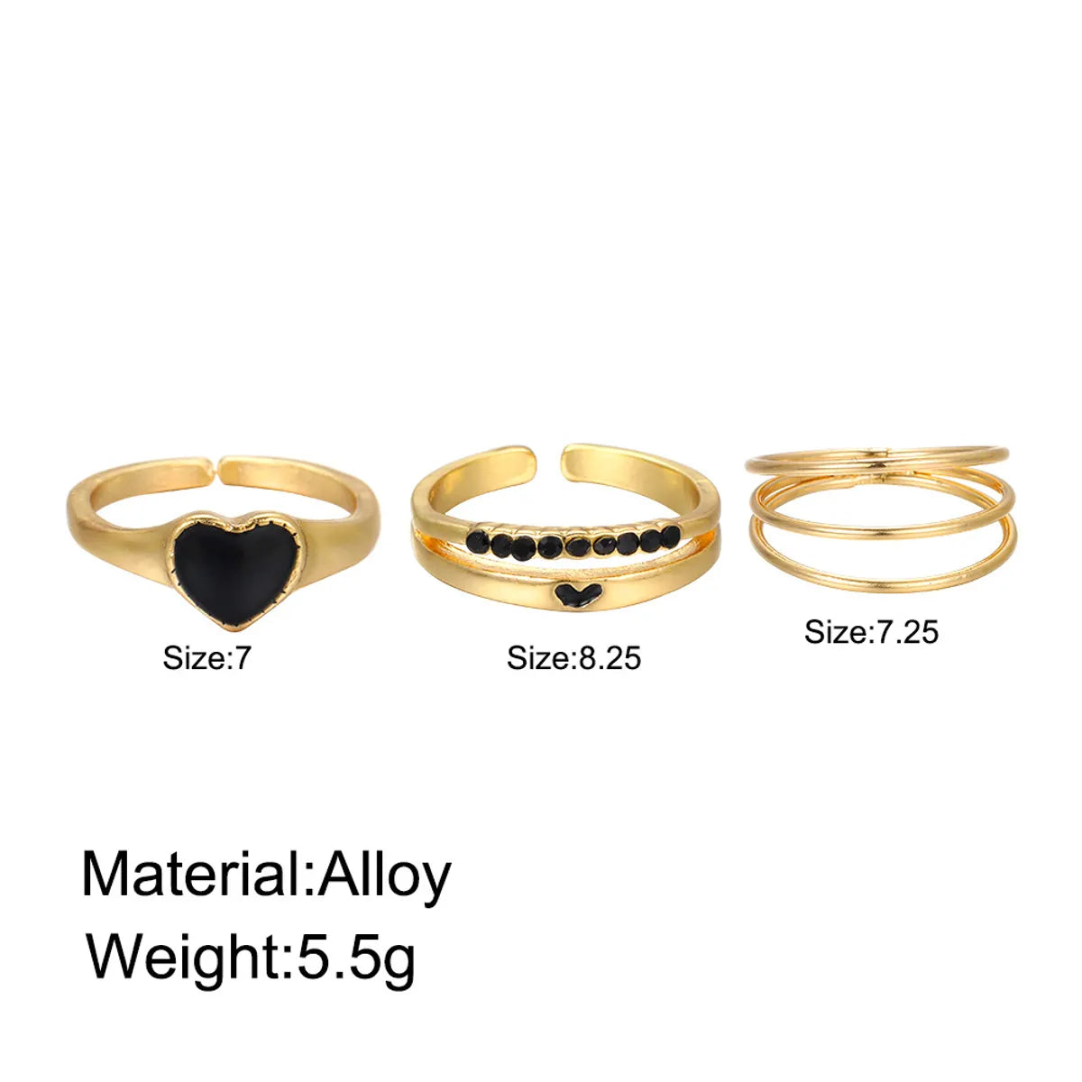 Simple Style Heart Shape Alloy Enamel Women's Open Rings