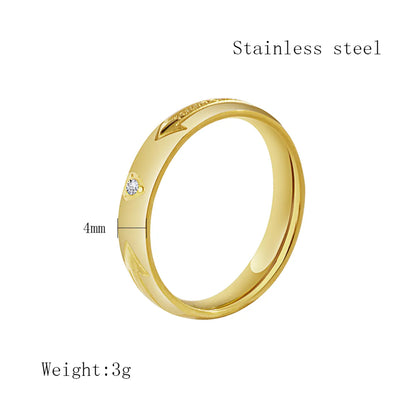 Simple Style Heart Shape Arrow Stainless Steel Polishing Plating Inlay Zircon 18k Gold Plated Rings