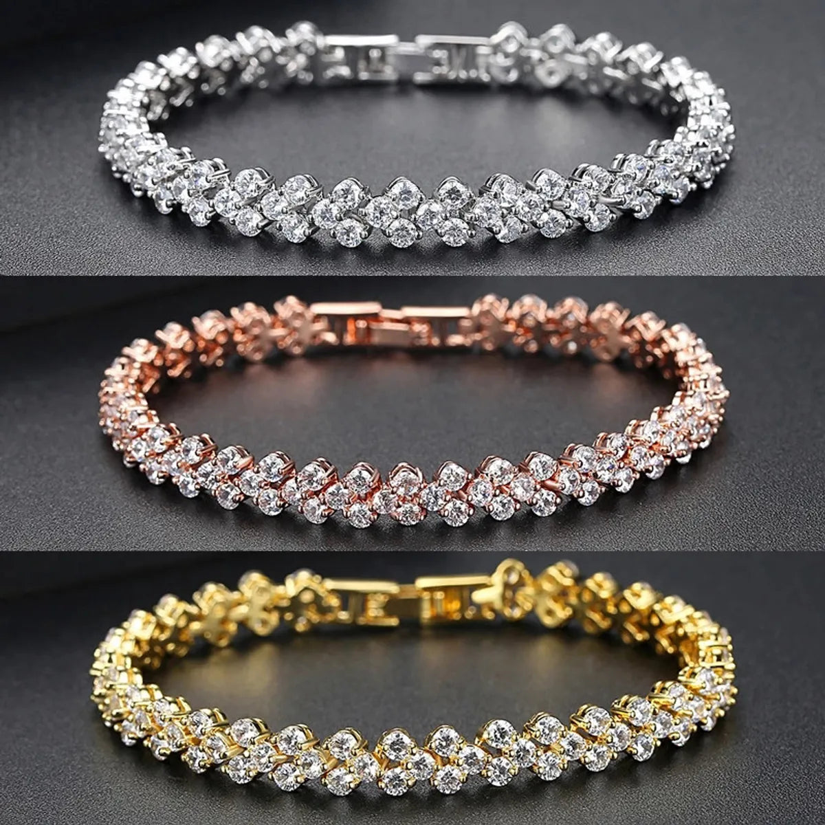 Simple Style Heart Shape Artificial Crystal Alloy Wholesale Bracelets