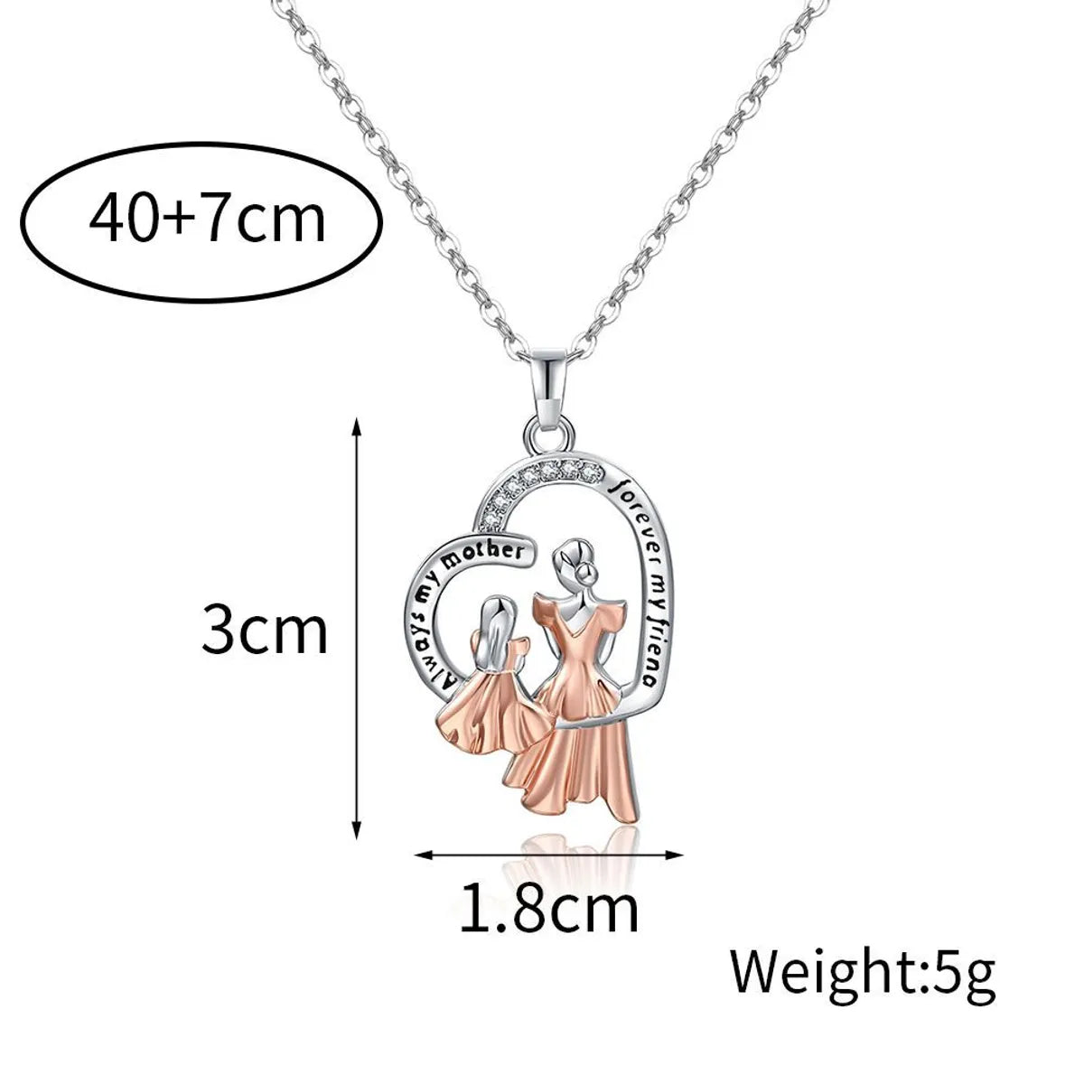 Simple Style Heart Shape Artificial Crystal Copper Metal Pendant Necklace 1 Piece