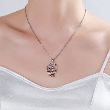 Simple Style Heart Shape Artificial Crystal Copper Metal Pendant Necklace 1 Piece