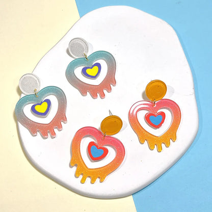 Simple Style Heart Shape Arylic Epoxy Women's Earrings