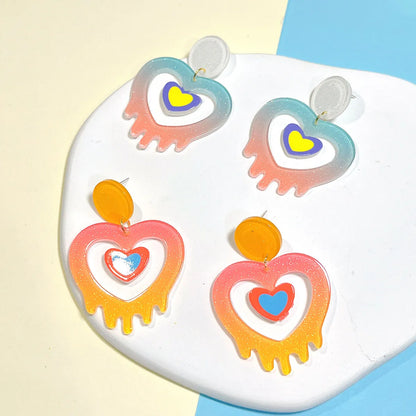 Simple Style Heart Shape Arylic Epoxy Women's Earrings