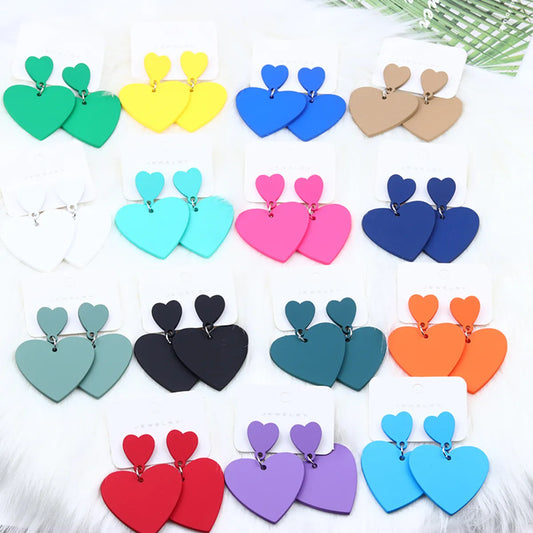 Simple Style Heart Shape Arylic Stoving Varnish Women's Drop Earrings 1 Pair