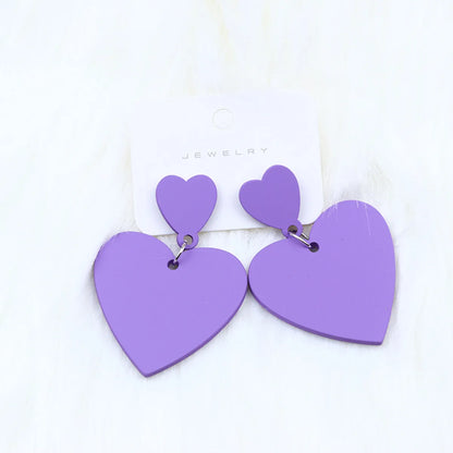 Simple Style Heart Shape Arylic Stoving Varnish Women's Drop Earrings 1 Pair