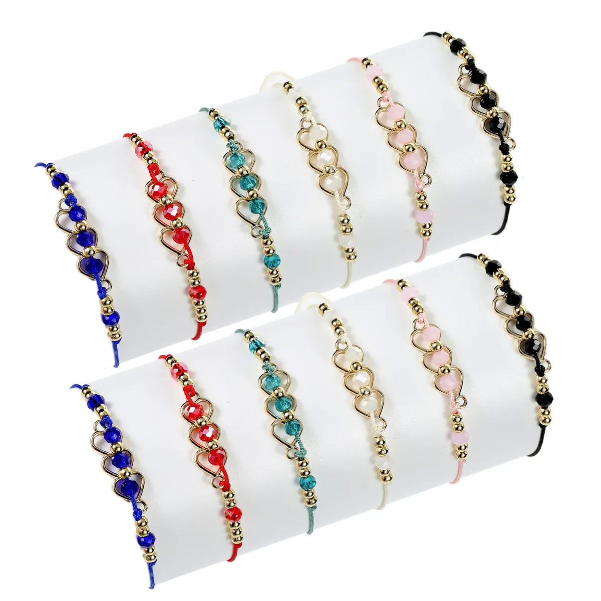 Simple Style Heart Shape Beaded Alloy Rope Knitting Women's Bracelets