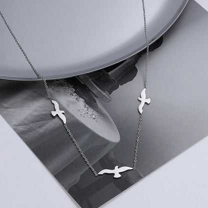 Simple Style Heart Shape Bird Stainless Steel Pendant Necklace 1 Piece