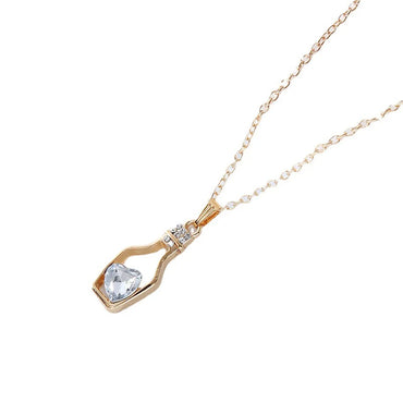 Simple Style Heart Shape Bottle Alloy Plating Inlay Artificial Crystal Women'S Pendant Necklace