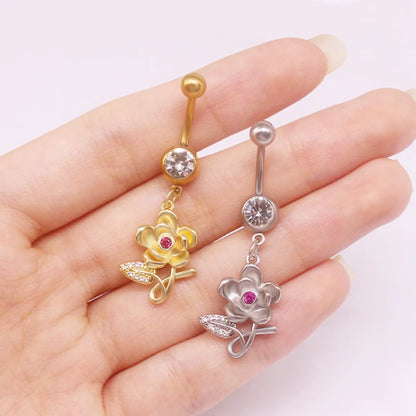 Simple Style Heart Shape Cat Butterfly Stainless Steel Sequin Copper White Gold Plated Gold Plated Rhinestones Zircon Belly Ring In Bulk