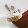 Simple Style Heart Shape Cloth Glass Copper Beaded Knitting Valentine'S Day Women'S Wristband