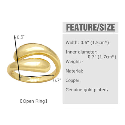 Simple Style Heart Shape Copper 18k Gold Plated Rings In Bulk