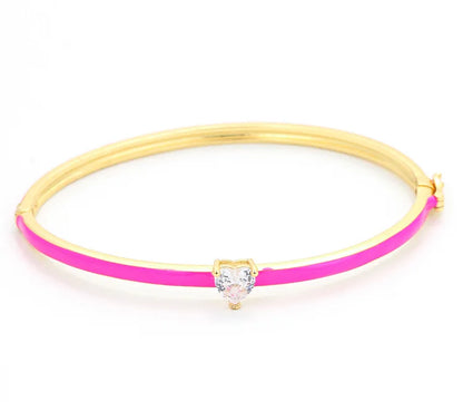 Simple Style Heart Shape Copper Bangle Plating Inlay Zircon Copper Bracelets