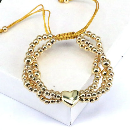 Simple Style Heart Shape Copper Copper Gold Plated Bracelets