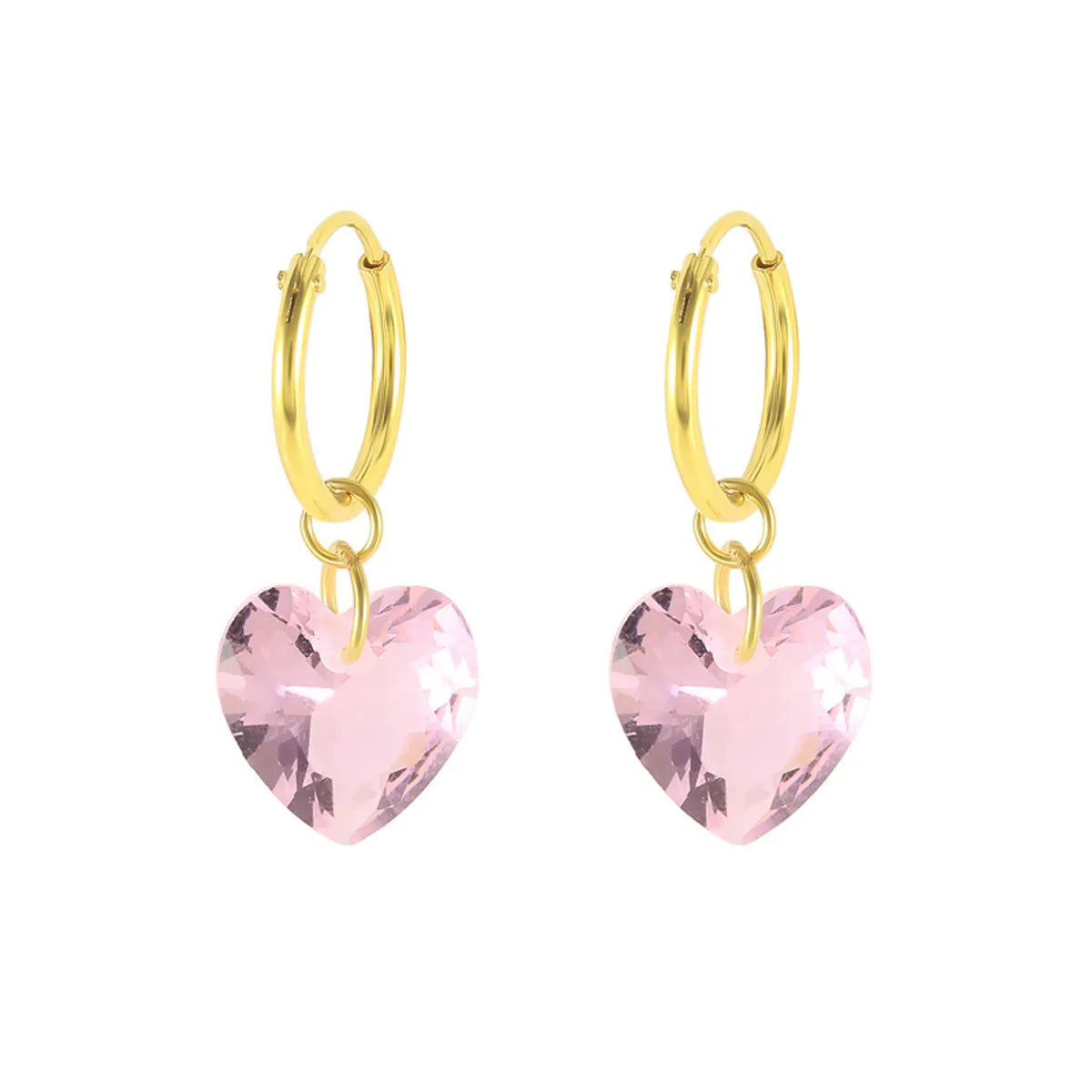 Simple Style Heart Shape Copper Drop Earrings Plating Artificial Crystal Copper Earrings